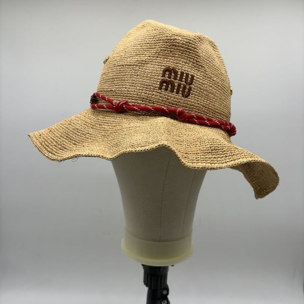 Miu Miu Woven Raffia Summer Essential Straw Hat